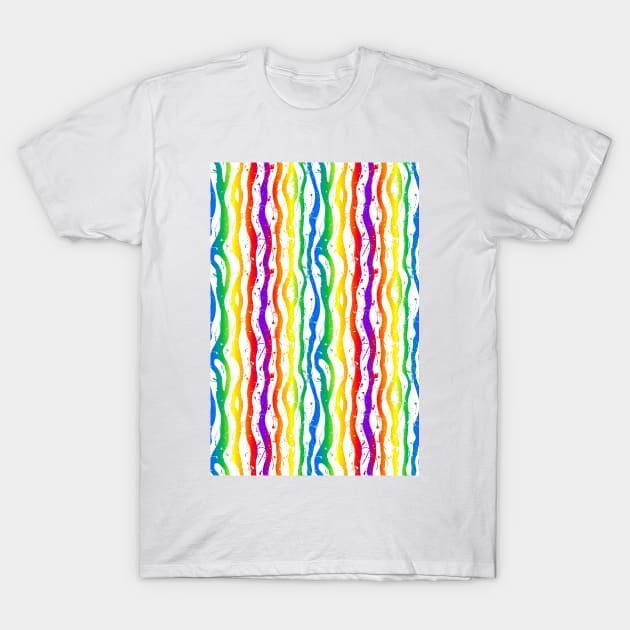 rainbow paint splatter zebra stripes T-Shirt by B0red